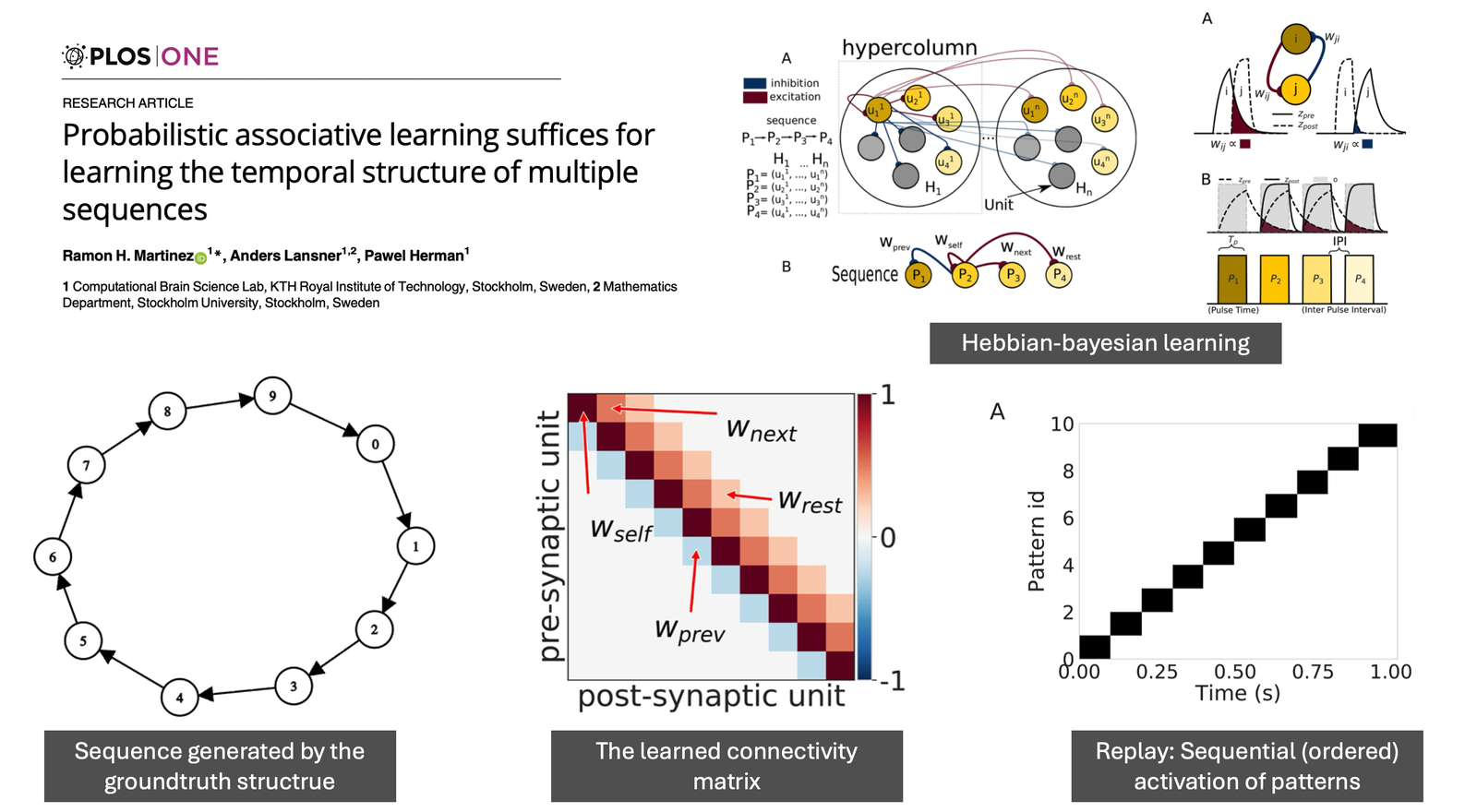 BCPNN temporal sequence learning — Martinez, Lansner & Herman, PLOS ONE.